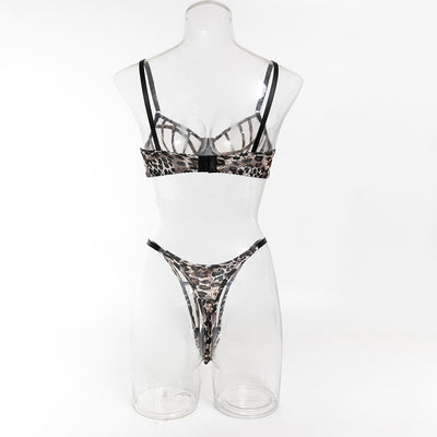 Leopard Print Hollow Sexy Lingerie Set