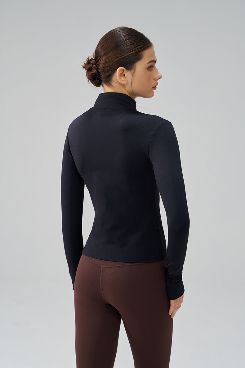 Thickened Thin Fleece Autumn And Winter Fingerless Yoga Top