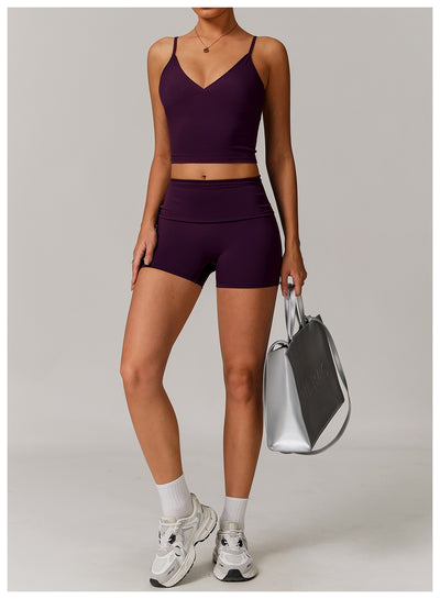 Fold High-waist Quick-drying Yoga Shorts Women's Sports