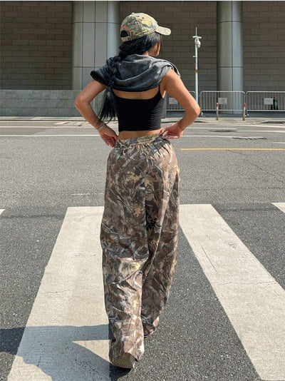 Slimming Casual Pants Hip Hop Retro Street Multi-pocket Camouflage Cargo Pants For Women Y2k Hip-hop Cargo Grunge Baggy Trousers