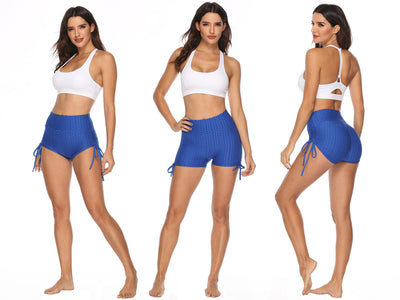 Drawstring Shorts Textured Butt Lift Gym Workout Slim Jogging Fitness Yoga Leggings Shorts