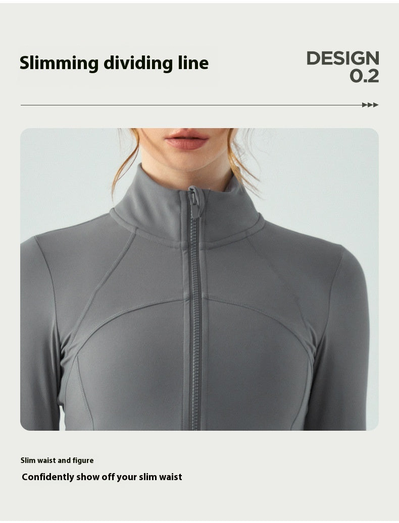 Autumn And Winter Nude Feel Slim Fit Slimming Zipper Yoga Clothes Long Sleeve Outdoor Workout Top