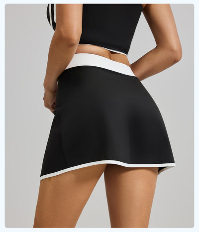 Linear Anti-exposure Built-in Pocket Fitness Yoga Fake Two-piece Skirts