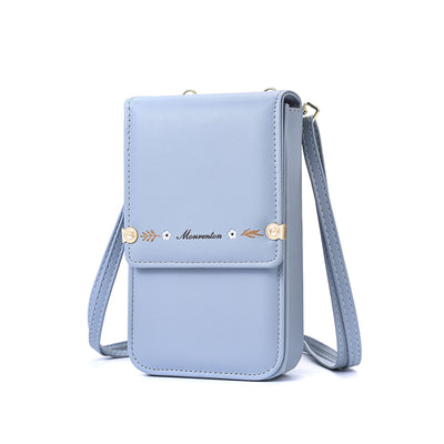 Flowers Embroidery Mobile Phone Bags For Women Ins Fashion Crossbody Shoulder Bag Ladies Long Wallet