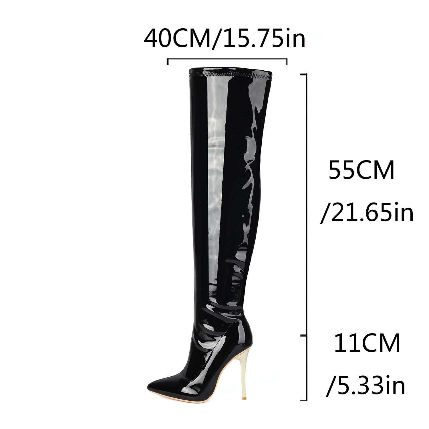 European And American-style Patent Leather Over-the-knee High Heels