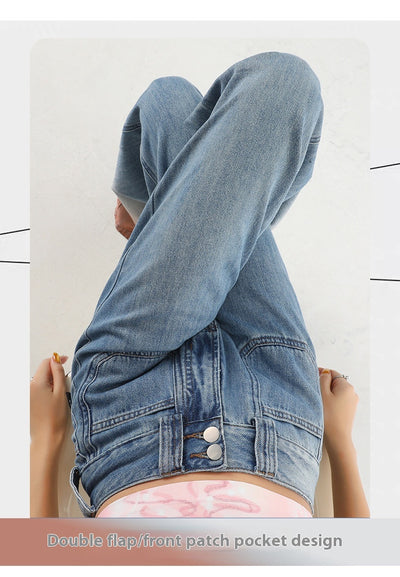 Gradient Color High Waist Wide Leg Jeans For Women Loose-fitting Mopping Pants