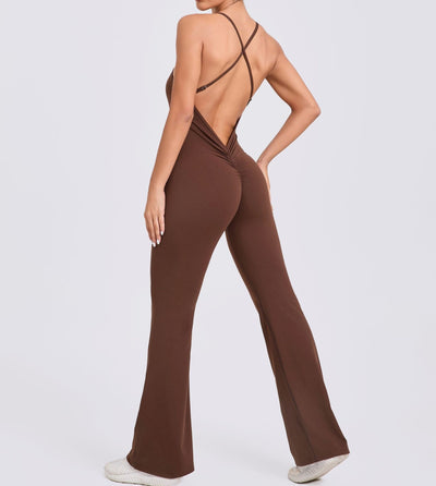 Adjustable Shoulder Strap Horn Yoga Jumpsuit