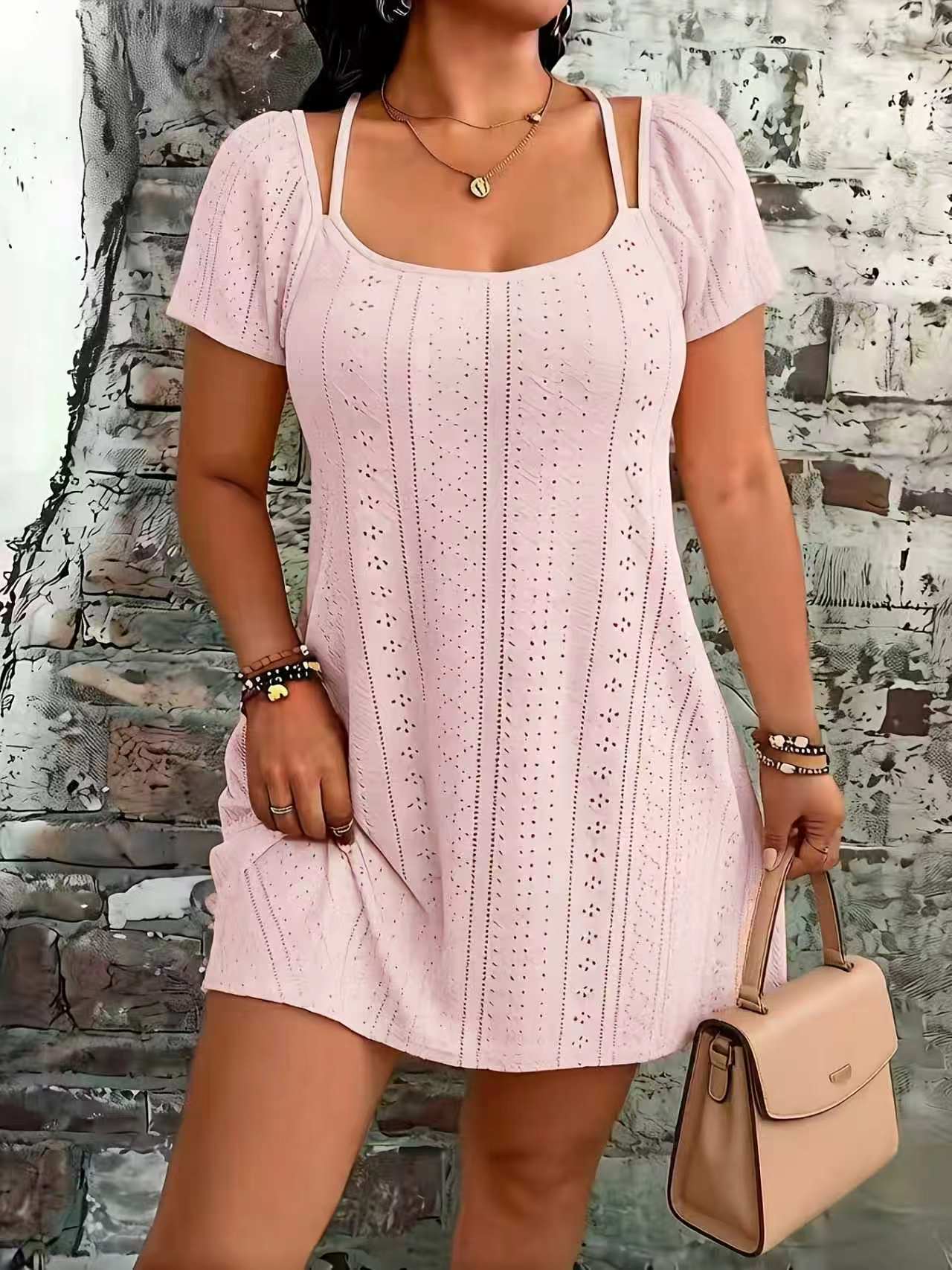 Fashionable Square-neck Short Camisole Dress