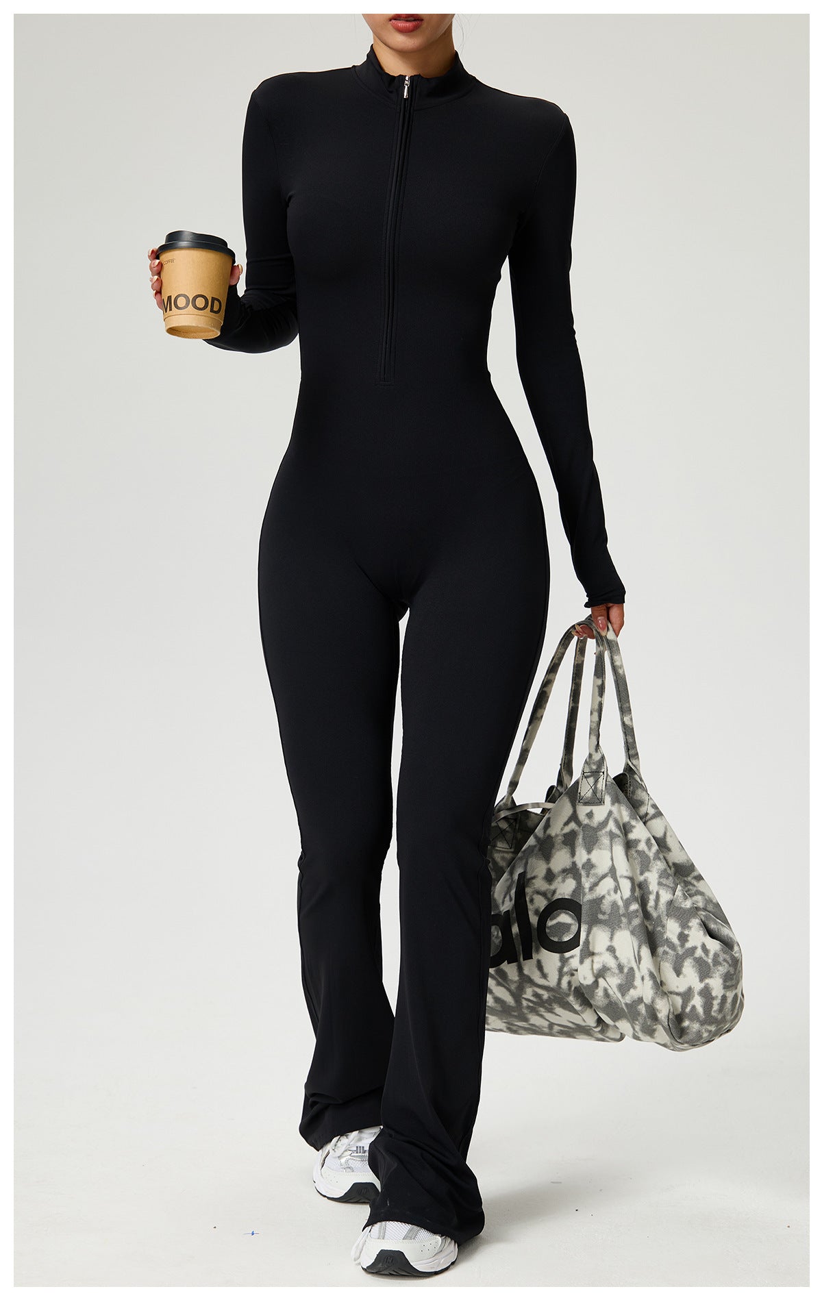 Zip-up Long-sleeve Yoga Bodysuit Fitness And Workout One-piece