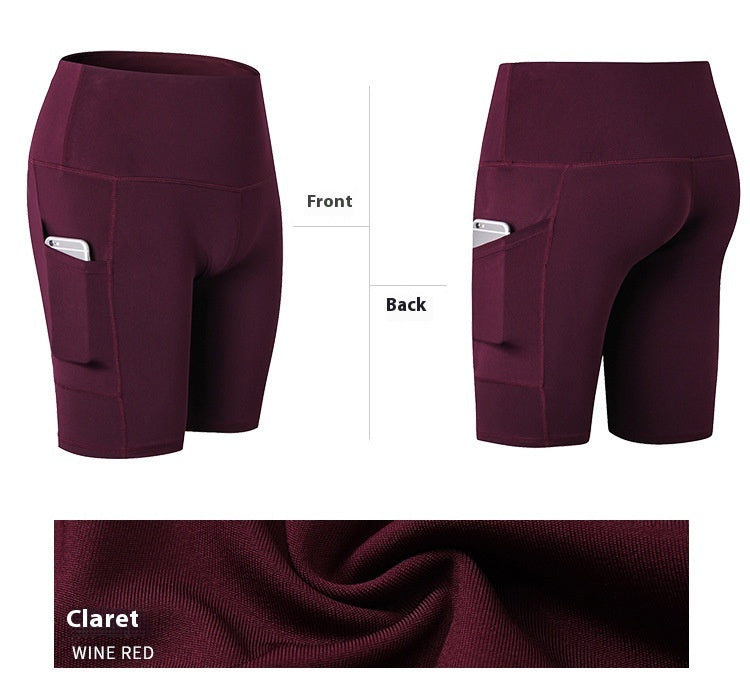 Women's High Waist Yoga Shorts Diagonal Pocket Running Training Quick-drying Tights Stretch Fitness
