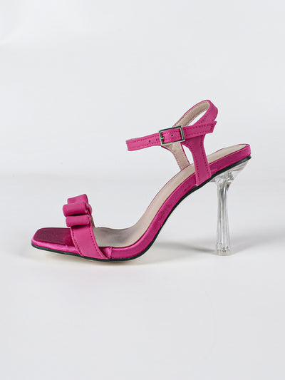 Plus-size European And American-style Open-toe High Heels With A Bow And Side Cutouts For Women