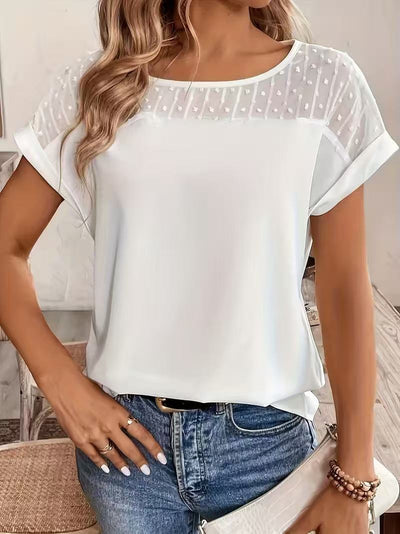 Patchwork Chiffon Short-sleeve Casual Womens Summer