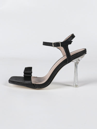 Plus-size European And American-style Open-toe High Heels With A Bow And Side Cutouts For Women