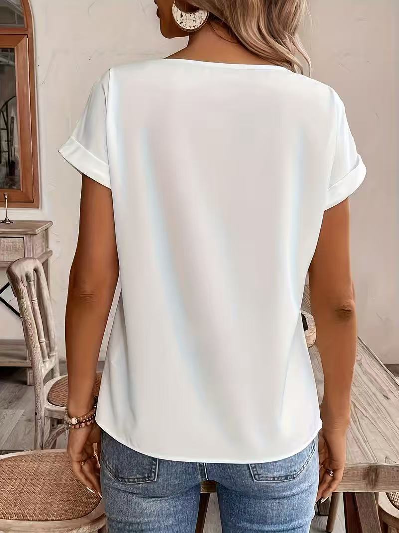 Patchwork Chiffon Short-sleeve Casual Womens Summer